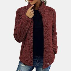 Claudia | Damen Lässige Reißverschluss Fleecejacke in Rot
