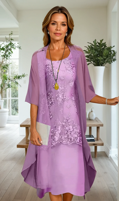 Lisa - Elegantes zweiteiliges Chiffonkleid in Violett