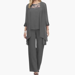 Dreiteiliges formelles Set für Frauen - elegante Kombination in Grau
