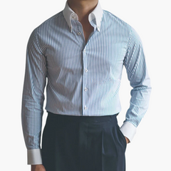 Old Money Herren - Hemd mit klassischem Streifenmuster in Blau