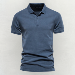 Stilvolles Herren-Poloshirt kurzarm mit Knopfleiste in Blau