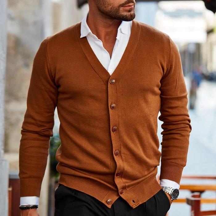 Lässige Strickjacke mit Knöpfen für Männer