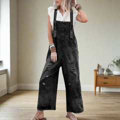 Sophie | Vintage Jumpsuit Damen verstellbar modern in Schwarz