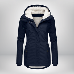 Winterjacke Damen mit Kapuze | Gefütterte Übergangsjacke in Blau
