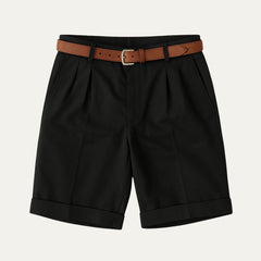 Oliver | Aufgeschlagener Saum Knielang Chinoshorts in Schwarz