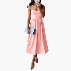 Geblümtes A-Linien Midikleid für Damen – Elegantes Sommerkleid in Rosa
