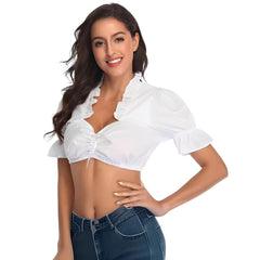 Zenia Elegante Dirndlbluse für Trachten in Weiß