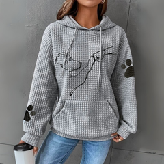 Damen Pullover | Kapuzenpullover mit Aufdruck in Grau