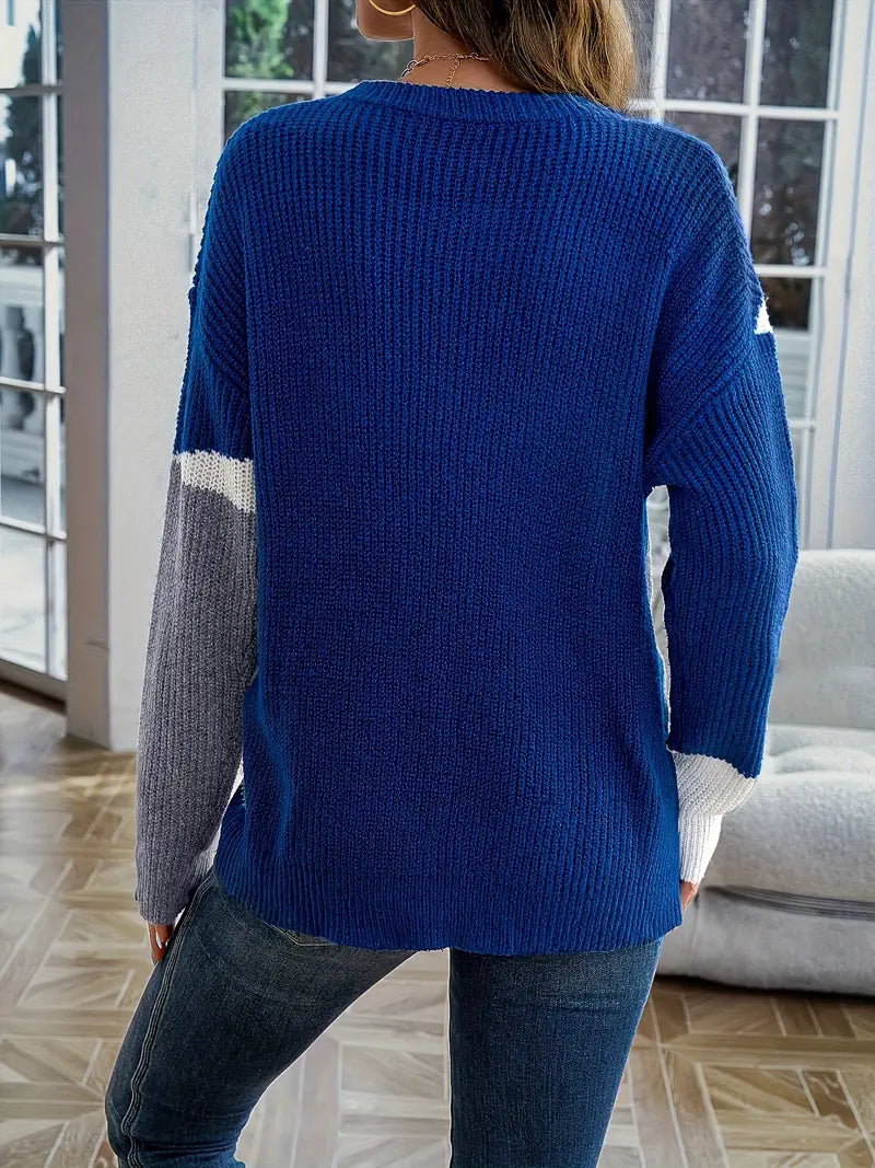 Damen FARBBLOCK DROP SHOULDER PULLOVER | MODERNER STIL, KOMFORTABLE PASSFORM