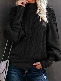 Tinsley – Lässiger Langarm Strickpullover in Schwarz