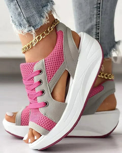Milagros® | Stilvolle Sandalen mit Kontrasteinsatz und Fußgewölbeunterstützung in Rosa