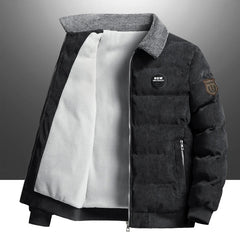 Warme Winterjacke mit Reißverschluss für Männer in Schwarz