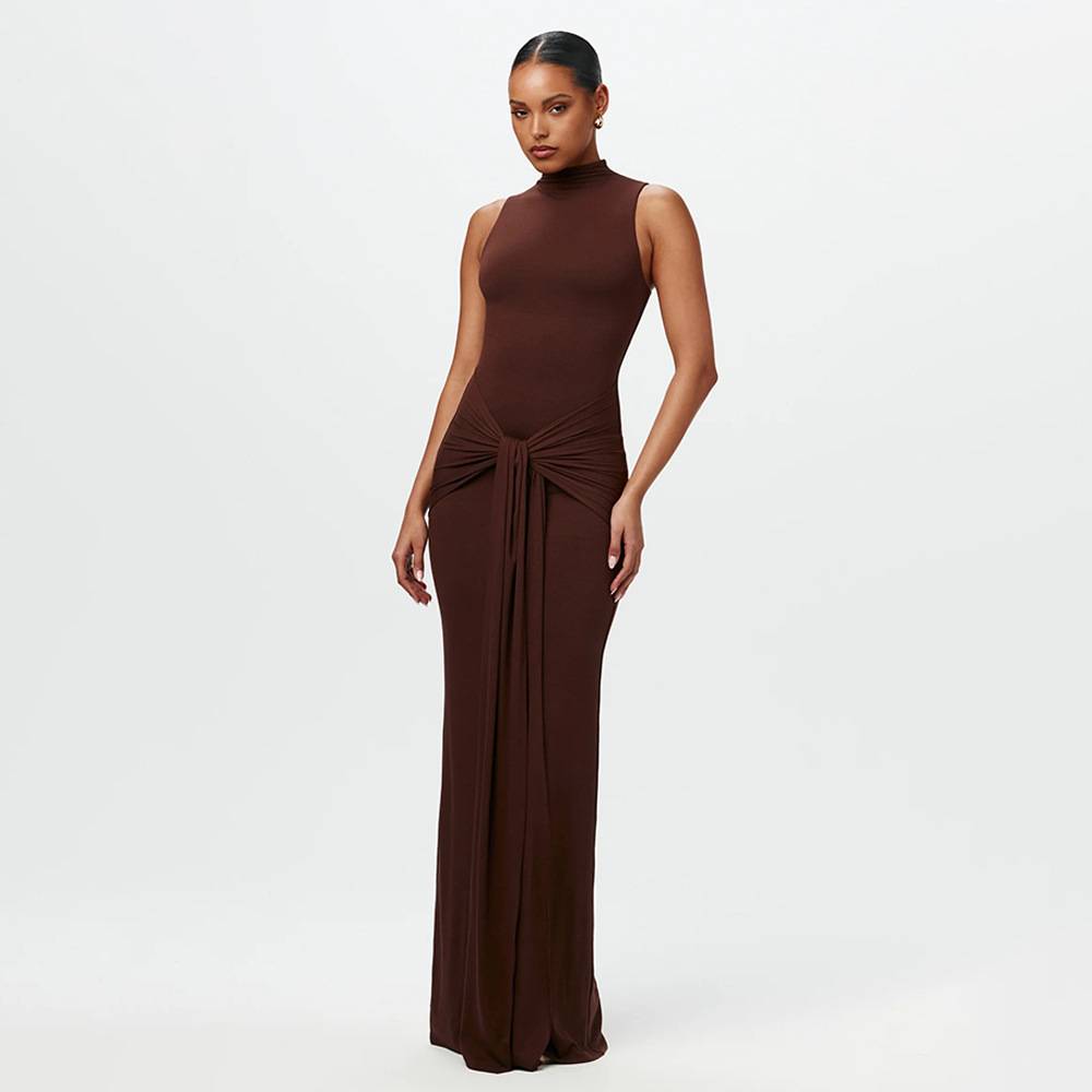 Calista - Elegantes Maxikleid mit Knoten aus leichtem Chiffon