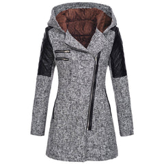 Rosemary | Winterjacke in Hellgrau (mit Samtkapuze)