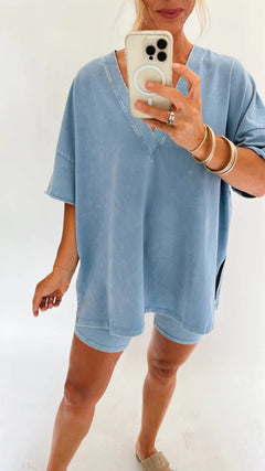 Amarra - Lockeres T-Shirt & Kurze Hose - Sommerset in Blau
