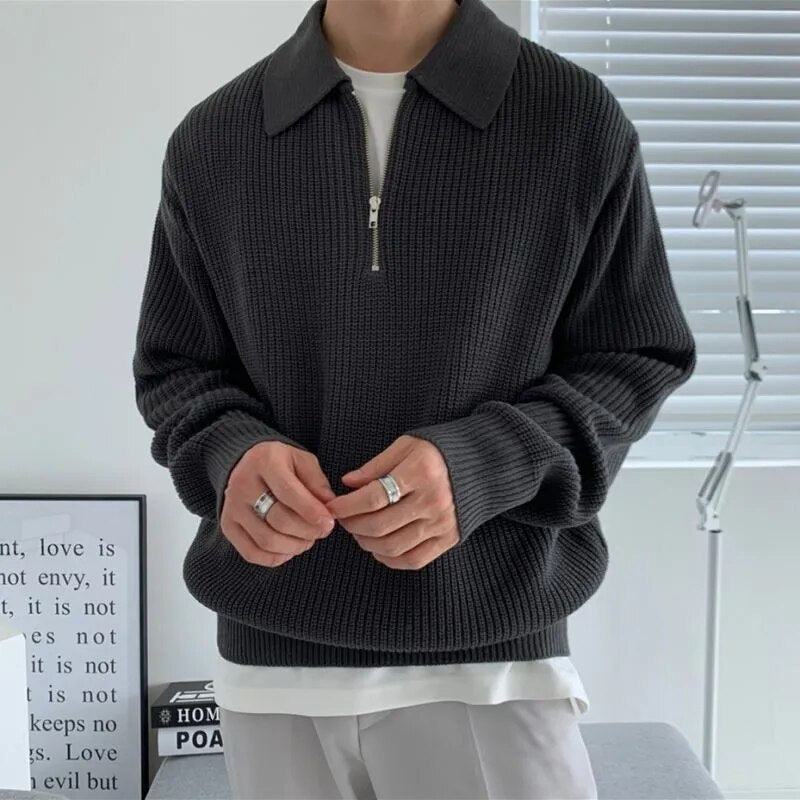 TOMMY Pullover mit Revers aus Baumwolle