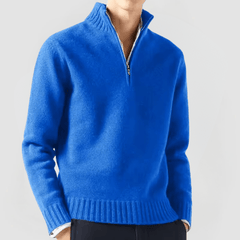 VENHUES - STRICKPULLOVER MIT REISSVERSCHLUSS in Blau
