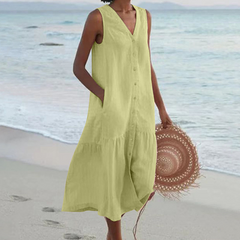 Mary | Damen Luftiges V-Ausschnitt Sommerkleid in Grün