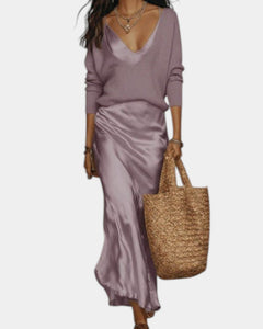 Thalia - Satin-Maxikleid in Lila