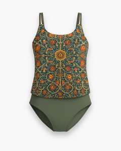 Damen Stilvoller Tankini | Modernes Oberteil für Strand und Pool in Grün