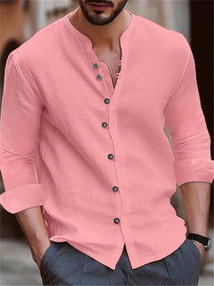 Xavier | Herren Retro-Leinenhemd in Rosa