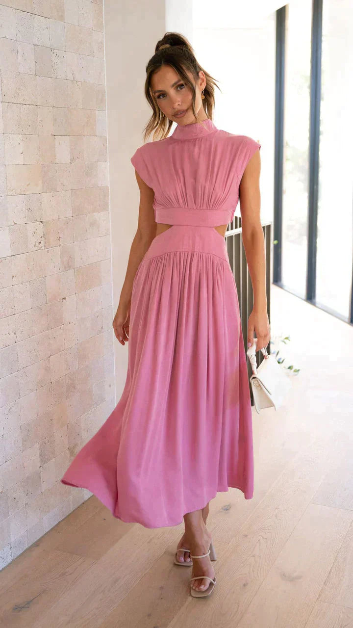Alexia - Hoch Tailliertes Plissee-Maxikleid