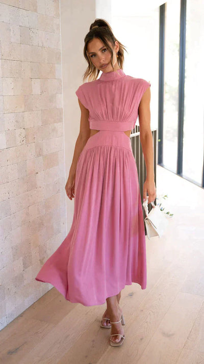Alexia - Hoch Tailliertes Plissee-Maxikleid