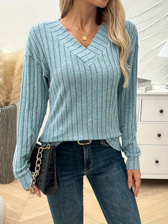 PIT STRIP V-NECK LANGARMPULLOVER | MODERNER STIL, KOMFORTABEL, VIELSEITIG in Blau