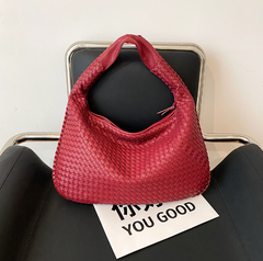 Estelle - Große handgewebte Schultertasche für Damen in Rot