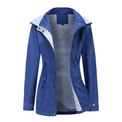 Trenchcoat Damen | Übergangsjacke Mit Abnehmbarer Kapuze in Blau