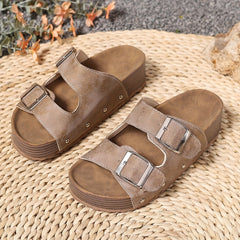 Abigail | Gepolstert Riemchen Sandalen in Khaki