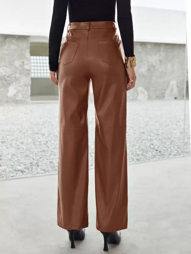 Hoch Taillierte Vegane Lederhose für Damen