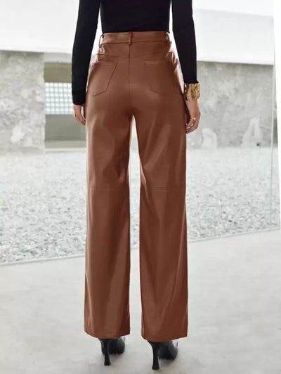 Hoch Taillierte Vegane Lederhose für Damen
