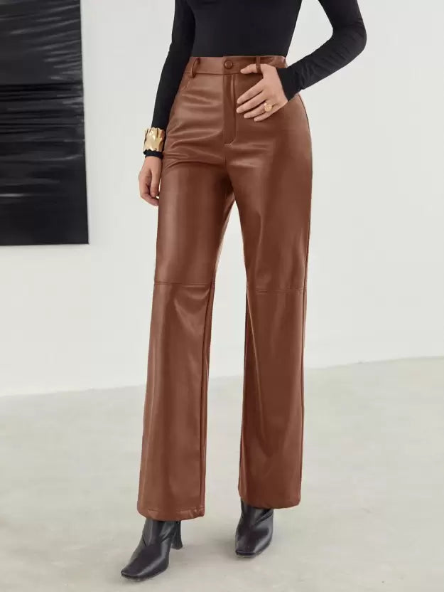 Hoch Taillierte Vegane Lederhose für Damen