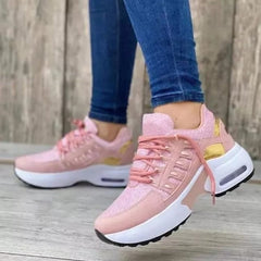Damen Schnürsneaker mit Gummisohle für Alle Jahreszeiten in Rosa