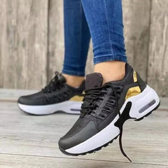 Damen Schnürsneaker mit Gummisohle für Alle Jahreszeiten in Schwarz