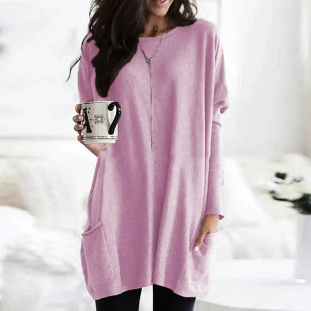 Meredith - Lässiger Langarm-Longpullover