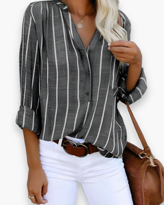 Damen Trendige Gestreifte Hemd | Elegante Stil in Grau