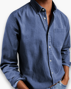 Herren Klassisches Langarmhemd | Vielseitig Elegant in Blau