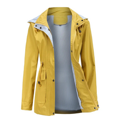 Trenchcoat Damen | Übergangsjacke Mit Abnehmbarer Kapuze in Gelb