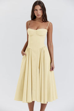 Johanna - Damen Armloses Midikleid in Gelb