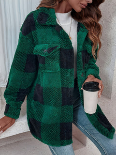 Laura | Stylischer Damen-Teddy-Wintermantel warm in Grün