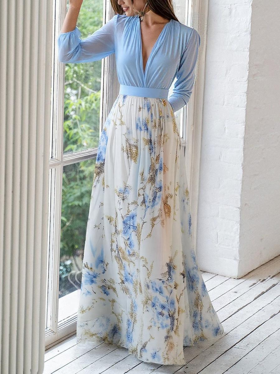 Aurora | Elegantes himmelblaues Chiffonkleid