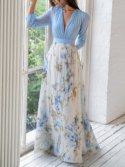Aurora | Elegantes himmelblaues Chiffonkleid