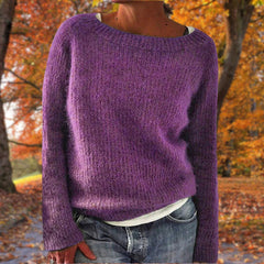Silke | Damen Lässiger Herbst Strickpullover in Lilla