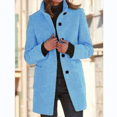 Vintora™ – Retro Damen-Windjacke mit Knöpfen und Stehkragen in Hellblau