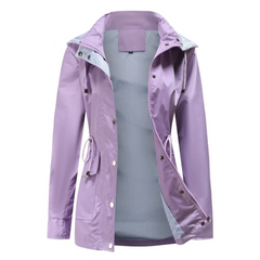Trenchcoat Damen | Übergangsjacke Mit Abnehmbarer Kapuze in Lila