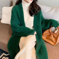 Yassi – Lange Strickjacke aus Kaschmir in Grün