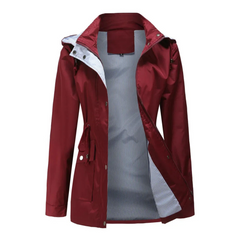 Trenchcoat Damen | Übergangsjacke Mit Abnehmbarer Kapuze in Rot