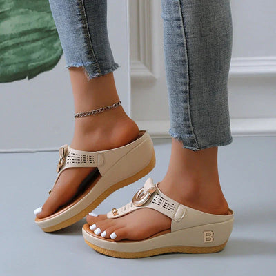 Alberte – Sommer-Keilabsatzschuhe – Offene Zehenpartie